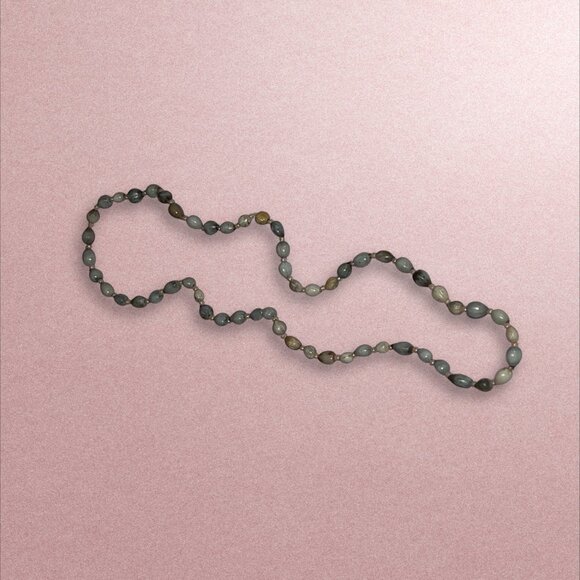 Vintage Gray & Gold Beaded Necklace With Unique Handcrafted Design - 12 Inches - Picture 2 of 4